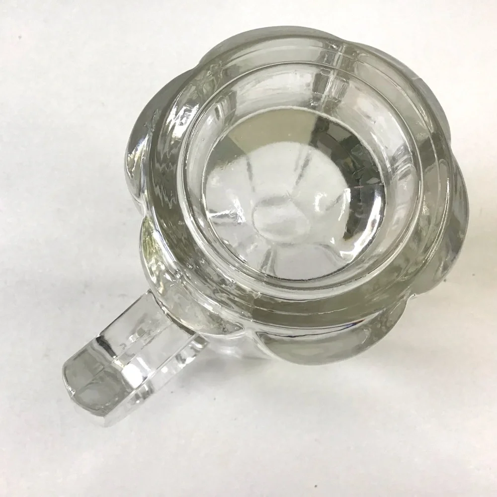 Vintage 80s Libbey Clear Glass Beer Stein Heavy 6-Panel Mug Thumb Rest Handle